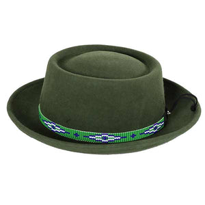 Pork Pie Medium Brim Green Aztec