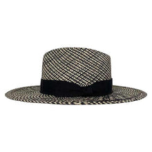 Load image into Gallery viewer, Black and natural wide-brim Camden Panama straw hat by Carlisle Hats, showing its stylish design and breathable straw material.
