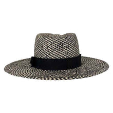 Load image into Gallery viewer, Carlisle Hats Camden Panama straw wide brim hat in black and natural colors, featuring a stylish, breathable design for sun protection.