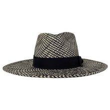Load image into Gallery viewer, Black and natural Camden Panama straw hat by Carlisle Hats with a wide brim.