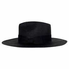 Load image into Gallery viewer, Carlisle Hats Camden Panama straw wide brim hat in black with a stylish design and comfortable fit.