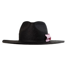 Load image into Gallery viewer, Black Camden Panama straw hat with a wide brim by Carlisle Hats, featuring a stylish and breathable design for sun protection.