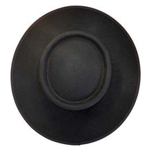 Load image into Gallery viewer, Black leather Spanish riding hat by Carlisle Hats with silver accents, featuring a classic equestrian design and a 55cm size.
