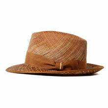 Load image into Gallery viewer, Carlisle Hats Elwood Panama straw hat in golden tan with a wide brim and braided band, stylish sun protection accessory.