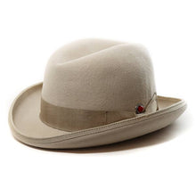 Load image into Gallery viewer, Carlisle Hats Johnny Royale Homburg in stone color, 55cm, featuring a classic felt design with a wide brim and elegant style.