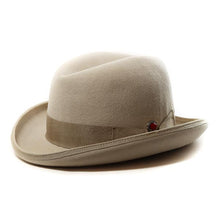 Load image into Gallery viewer, Carlisle Hats Johnny Royale Homburg in Stone, classic men's felt hat with wide brim and elegant style.