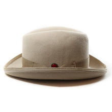 Load image into Gallery viewer, Carlisle Hats Johnny Royale Homburg in stone color, 55cm, featuring a classic formal design with a wide brim and elegant band.