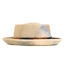 Load image into Gallery viewer, Medium brim tobacco-colored pork pie hat by Carlisle Hats with a stylish two-tone design and classic shape.