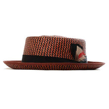 Load image into Gallery viewer, Medium brim amber Panama straw pork pie hat by Carlisle Hats, featuring a classic style and woven straw design.