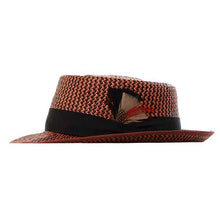 Load image into Gallery viewer, Medium brim amber Panama straw pork pie hat by Carlisle Hats, showcasing its classic style and woven straw texture.