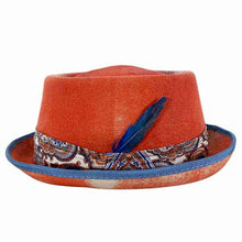 Load image into Gallery viewer, Carlisle Hats 55cm rust-colored Pork Pie hat with marble dye finish, stylish and classic headwear for men.