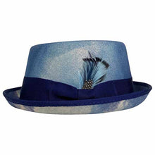 Load image into Gallery viewer, Carlisle Hats 55cm Rust Pork Pie Marble Dye hat with a rounded crown and wide brim, stylish and unique headwear accessory.