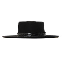 Load image into Gallery viewer, Leather Spanish riding hat by Carlisle Hats with a classic design and adjustable strap, 55cm size.