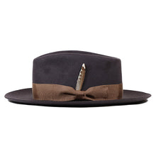 Load image into Gallery viewer, Whiskey-colored Fitzroy Street Fedora by Carlisle Hats featuring a wide brim and classic design, displayed from a front angle.