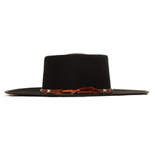 Load image into Gallery viewer, White Spanish riding hat with feathered band by Carlisle Hats, featuring a 55cm size and classic equestrian style.