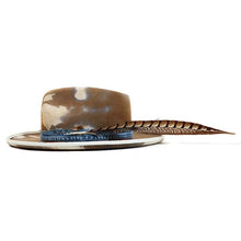 Load image into Gallery viewer, Carlisle Hats Camden Street Marble Denim hat with a structured cap and marble denim fabric, showcasing detailed stitching and branding.