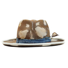 Load image into Gallery viewer, Carlisle Hats Camden Street Marble Denim cap with denim fabric and marble pattern detailing, shown from a side angle.