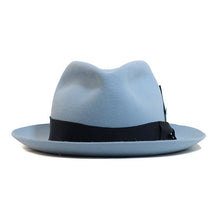 Load image into Gallery viewer, Blue Punt Road Fedora hat by Carlisle Hats with a classic wide brim and stylish design, perfect for casual or formal wear.
