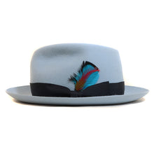 Load image into Gallery viewer, Blue Punt Road Fedora by Carlisle Hats, featuring a classic wide-brim design and stylish hatband, on a neutral background.