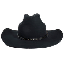 Load image into Gallery viewer, Black cowboy hat from Carlisle Hats featuring a wide brim and classic western style, perfect for outdoor or western-themed wear.
