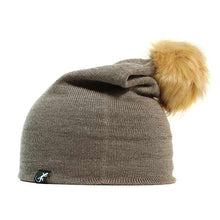 Load image into Gallery viewer, Australian made wool pom pom beanie in mocha color by Carlisle Hats, featuring a cozy knit design and a playful pom pom on top.
