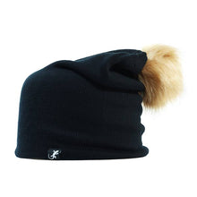 Load image into Gallery viewer, Australian made Carlisle Hats Pom Pom Wool Beanie featuring a cozy knit design and a fluffy pom-pom on top.