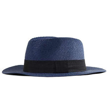 Load image into Gallery viewer, Carlisle Hats blue poly paper fedora hat with wide brim and stylish design.
