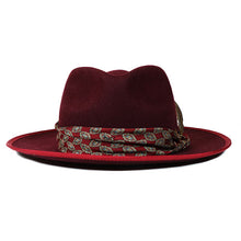 Load image into Gallery viewer, Cambridge Street Burgundy Brass bucket hat by Carlisle Hats, showing a stylish burgundy fabric with brass accents.