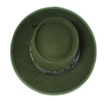 Load image into Gallery viewer, Green Spanish Riding Hat with an 8cm brim by Carlisle Hats, featuring a classic cowboy hat design and detailed stitching.