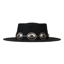 Load image into Gallery viewer, Black cowboy hat from Carlisle Hats, featuring a wide brim and classic Western style, perfect for outdoor or casual wear.