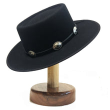 Load image into Gallery viewer, Black cowboy hat from Carlisle Hats, SRV style, with a wide brim and classic Western design.