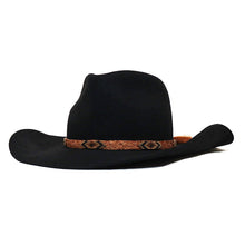 Load image into Gallery viewer, Black and tan Camden Cowboy Hat by Carlisle Hats featuring a wide brim and classic western style.