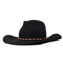 Load image into Gallery viewer, Black and brown Camden cowboy hat by Carlisle Hats with a wide brim and 55cm size, perfect for western style or outdoor wear.