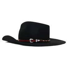 Load image into Gallery viewer, Carlisle Hats Camden cowboy hat in black and brown, 55cm, featuring a wide brim and classic Western style.