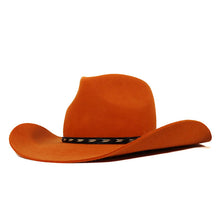 Load image into Gallery viewer, Carlisle Hats Camden Cowboy Hat in ochre and black with a wide brim and classic cowboy style, perfect for western wear.