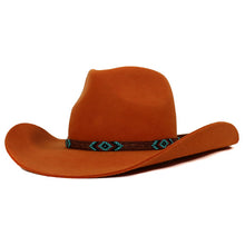 Load image into Gallery viewer, Carlisle Hats Camden Cowboy Hat in ochre turquoise with wide brim, stylish western cowboy hat for men or women.