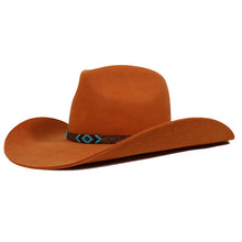 Load image into Gallery viewer, Carlisle Hats Camden Cowboy Hat in ochre turquoise with wide brim and decorative band, size 55cm, stylish Western cowboy hat.