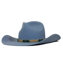 Load image into Gallery viewer, Sky blue turquoise cowboy hat by Carlisle Hats, Camden Cowboy style, 55cm hat with classic western design.
