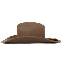 Load image into Gallery viewer, Tan and brown Carlisle Hats Camden Cowboy Hat with red accents, 55cm, featuring a classic cowboy hat design and wide brim.