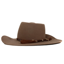 Load image into Gallery viewer, Tan and brown Camden Cowboy Hat by Carlisle Hats featuring red accents, 55cm brim, classic Western style.