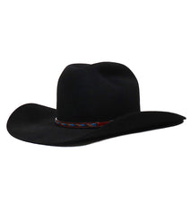 Load image into Gallery viewer, Carlisle Hats St Kilda Road Cowboy Hat in black with multi-blue accents, 55cm, stylish cowboy hat for outdoor wear.