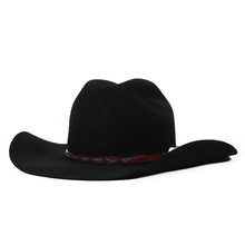 Load image into Gallery viewer, Carlisle Hats St Kilda Road Cowboy Hat in black with multi-blue accents, 55cm brim, stylish western cowboy hat.