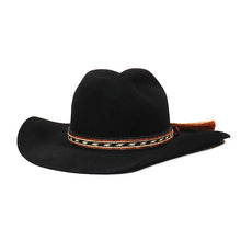 Load image into Gallery viewer, Black multi-colored St Kilda Road cowboy hat by Carlisle Hats, featuring natural and stylish cowboy hat design, 55cm.