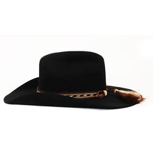 Load image into Gallery viewer, Black multi-natural Carlisle Hats St Kilda Road cowboy hat with wide brim and decorative band, 55cm head size, stylish western accessory.