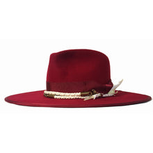 Load image into Gallery viewer, Carlisle Hats Camden Fedora in red with a classic fedora style, featuring a wide brim and a decorative band.