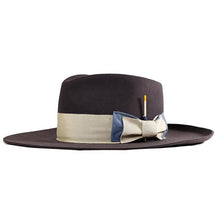 Load image into Gallery viewer, Carlisle Hats Camden Grey Tuesday fur felt fedora hat with a wide brim and classic style, size 55cm.