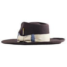 Load image into Gallery viewer, Gray fur felt fedora hat by Carlisle Hats, Camden Grey Tuesday style, featuring a classic wide brim and stylish design.