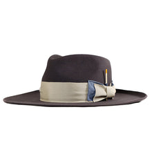 Load image into Gallery viewer, Carlisle Hats Camden Grey Tuesday fur felt fedora hat with a classic wide brim and stylish design, size 55cm.