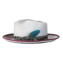 Load image into Gallery viewer, Carlisle Hats Camden Street fedora with 2-tone grey and white marble dye, stylish wide-brim wool hat for men and women.