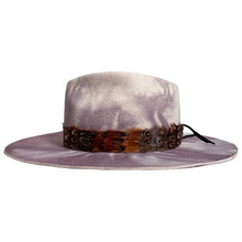 Load image into Gallery viewer, Lavender hand-marble dyed Camden Street Fedora by Carlisle Hats, featuring a classic fedora shape and textured fabric.